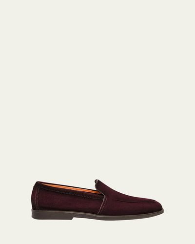 Santoni Men's Malibu Suede Apron-Toe Loafers