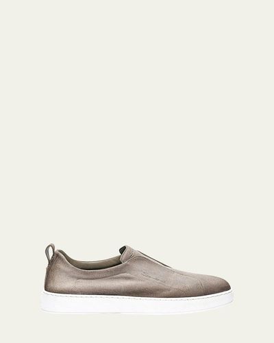 Santoni Men's Victory Logo Suede Slip-On Sneakers