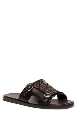 Santoni Santoni Duo Woven Leather Monk Strap Slide Sandal