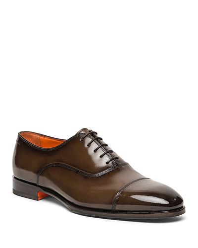 Santoni Santoni Men's Leather Cap Toe Oxford Dress Shoes