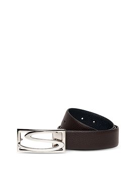 Santoni Santoni Men's Leather Logo Buckle Belt