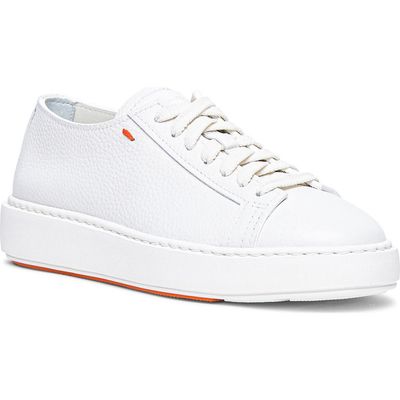 Santoni Santoni Women's Anginal White Tumbled Leather Sneaker 