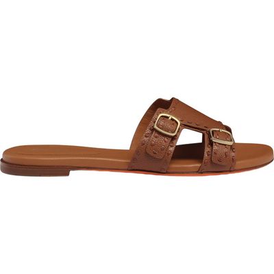 Santoni Santoni Women's leather double-buckle Didi slide sandal