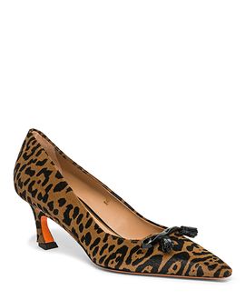 Santoni Santoni Women's Mid-Heel Leopard-Print Pony Hair Pumps