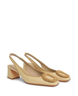 Santoni Santoni Women's Raffia Mid-Heel Slingback