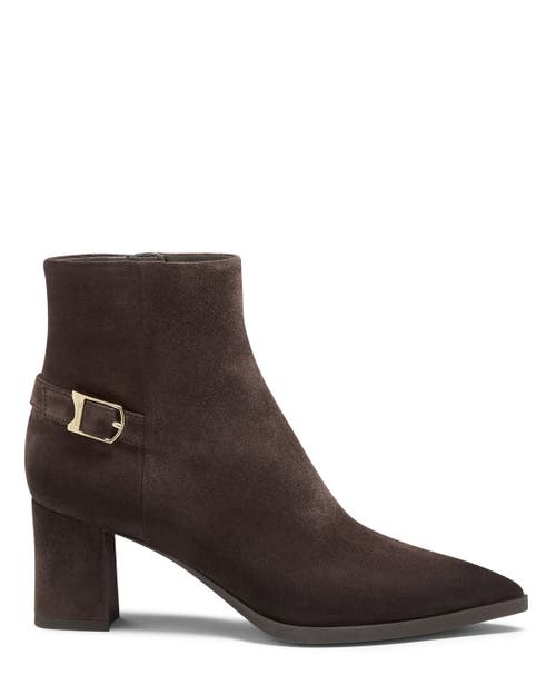 Santoni Santoni Women's Suede Mid-Heel Ankle Boot with Decorative Strap