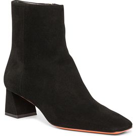Santoni Santoni Women's Suede Mid-Heel Ankle Boot with Sculpted Block Heel