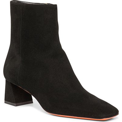 Santoni Santoni Women's Suede Mid-Heel Ankle Boot with Sculpted Block Heel