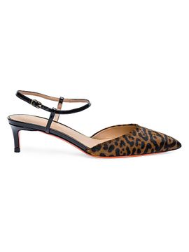 Santoni Women's 50MM Leopard-Print Calf Hair & Leather Pumps