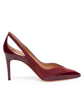 Santoni Women's 85MM Cut-Out Leather & Suede Pumps