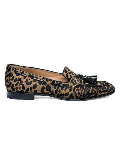 Santoni Women's Andrea Leopard-Print Calf Hair Loafers