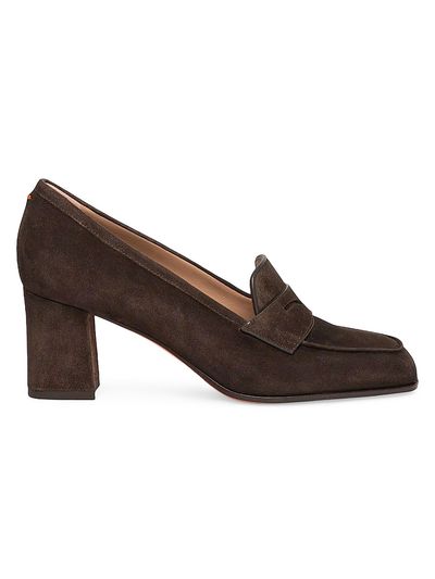 Santoni Women's Carla 65MM Suede Penny Loafer Pumps