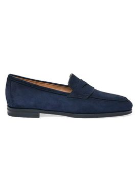Santoni Women's Carla Suede Penny Loafers