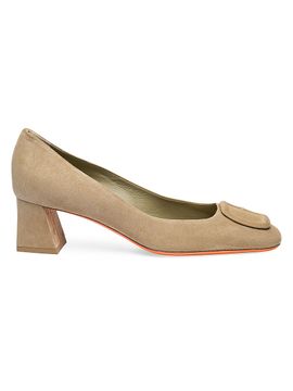 Santoni Women's Suede Block Heel Sandals