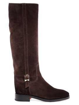 Santoni Women's Suede Buckle Equestrian Boots