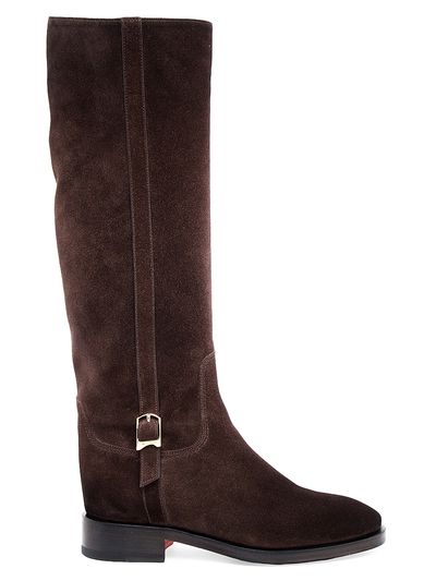 Santoni Women's Suede Buckle Equestrian Boots