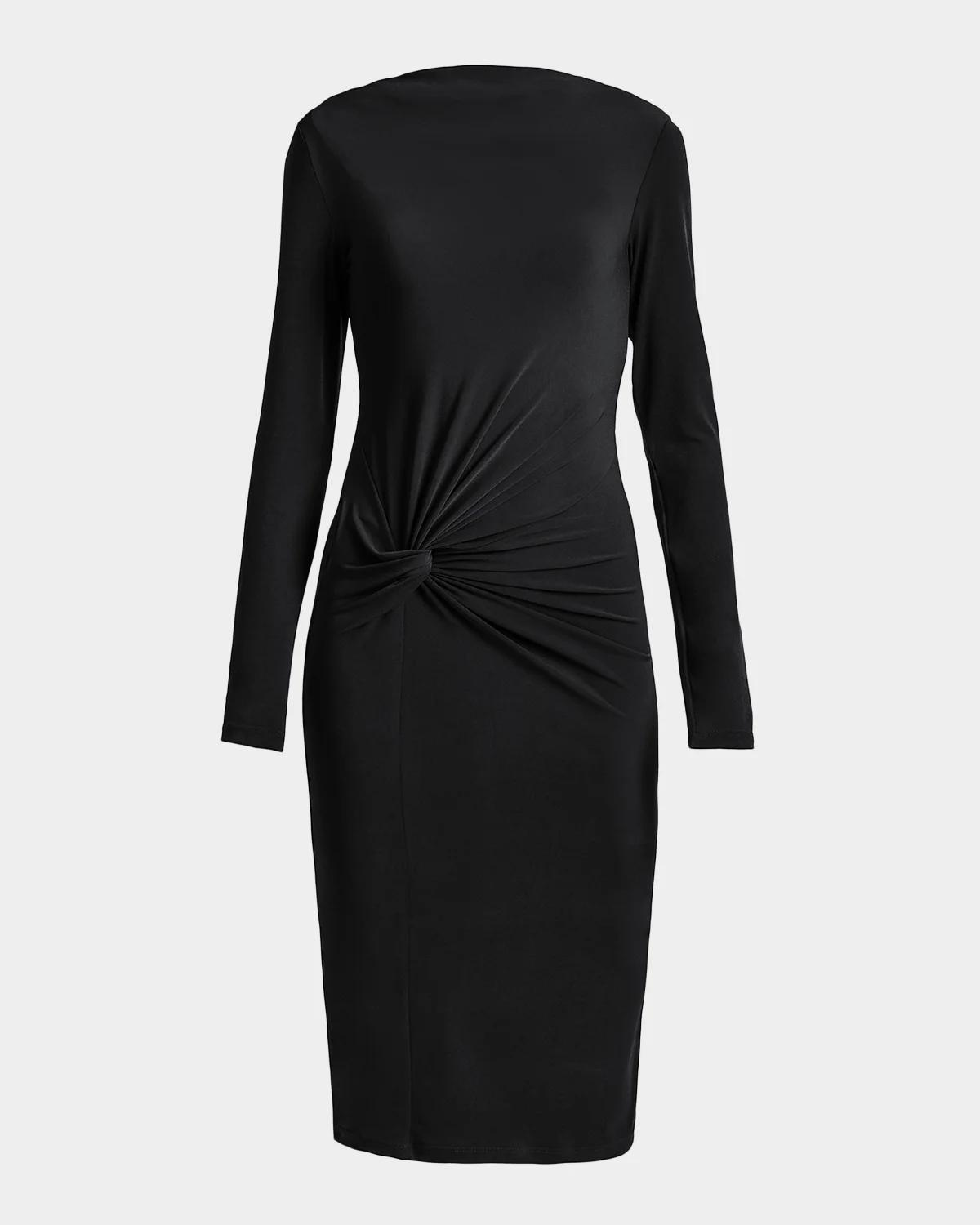 Santorelli Bodycon Bateau-Neck Midi Dress