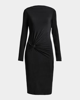 Santorelli Bodycon Bateau-Neck Midi Dress