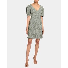 Santorelli Santorelli Bianca A-Line Shift Dress with Puff Sleeves