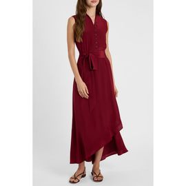 Santorelli Santorelli Carson Silk Hi-Lo Ruffle Collar Midi Dress