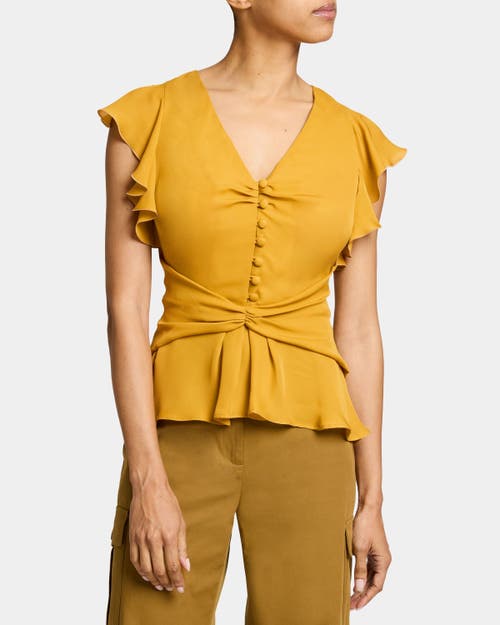 Santorelli Santorelli ELLA Flutter Sleeve Buttoned Blouse with Waist Panel