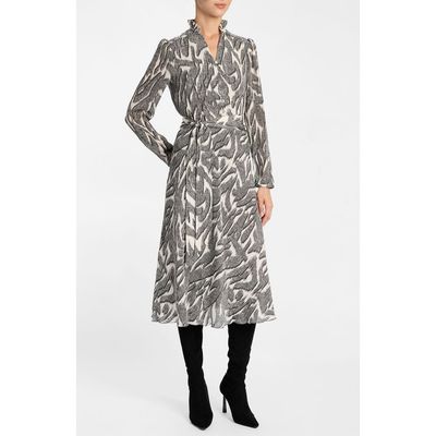 Santorelli Santorelli Irina Ruffle-Neck Buttoned Midi Dress