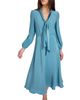 Santorelli Santorelli Jenn Long Sleeve Silk Midi Tie-Neck Dress - 3
