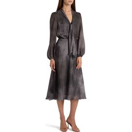 Santorelli Santorelli Jenn Midi Dress with Drop Tie Neck