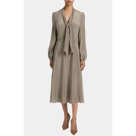 Santorelli Santorelli Jenn Silk Tie Neck Midi Dress
