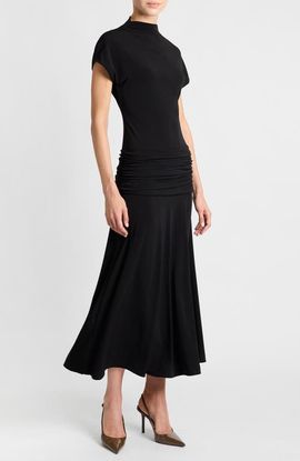Santorelli Santorelli Kardi Ruched Mock Neck Maxi Dress