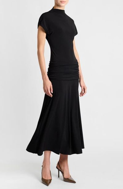 Santorelli Santorelli Kardi Ruched Mock Neck Maxi Dress