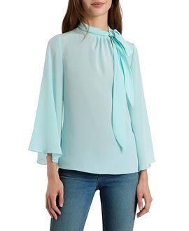 Santorelli Santorelli Lena Tie Neck Blouse in Silk Crepe De Chine