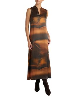 Santorelli Santorelli Nicole Sleeveless Midi Shift Dress in Printed Silk Charmeuse