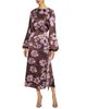 Santorelli Santorelli Parker Fit and Flare Midi Dress with Lantern Sleeves in Floral Twill Crepe - 2