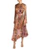 Santorelli Santorelli Rachel Long Sleeve Asymmetric Midi Dress in Printed Charmeuse - 1