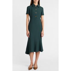 Santorelli Santorelli Sahara Short Sleeve Asymmetric Midi Twill Dress