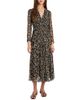 Santorelli Santorelli Sonia Long Sleeve Ruched Dress in Abstract Floral Print - 1