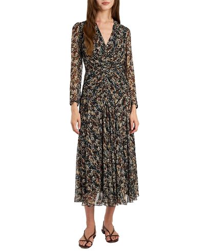 Santorelli Santorelli Sonia Long Sleeve Ruched Dress in Abstract Floral Print