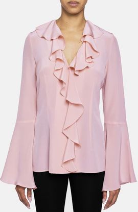 Santorelli Santorelli Sydney Long Sleeve Ruffle Neck Blouse