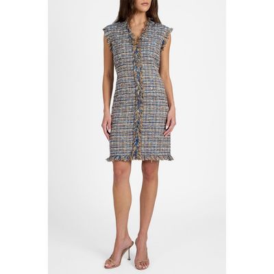 Santorelli Santorelli Tuscany Cap Sleeve V-Neck Sheath Tweed Dress
