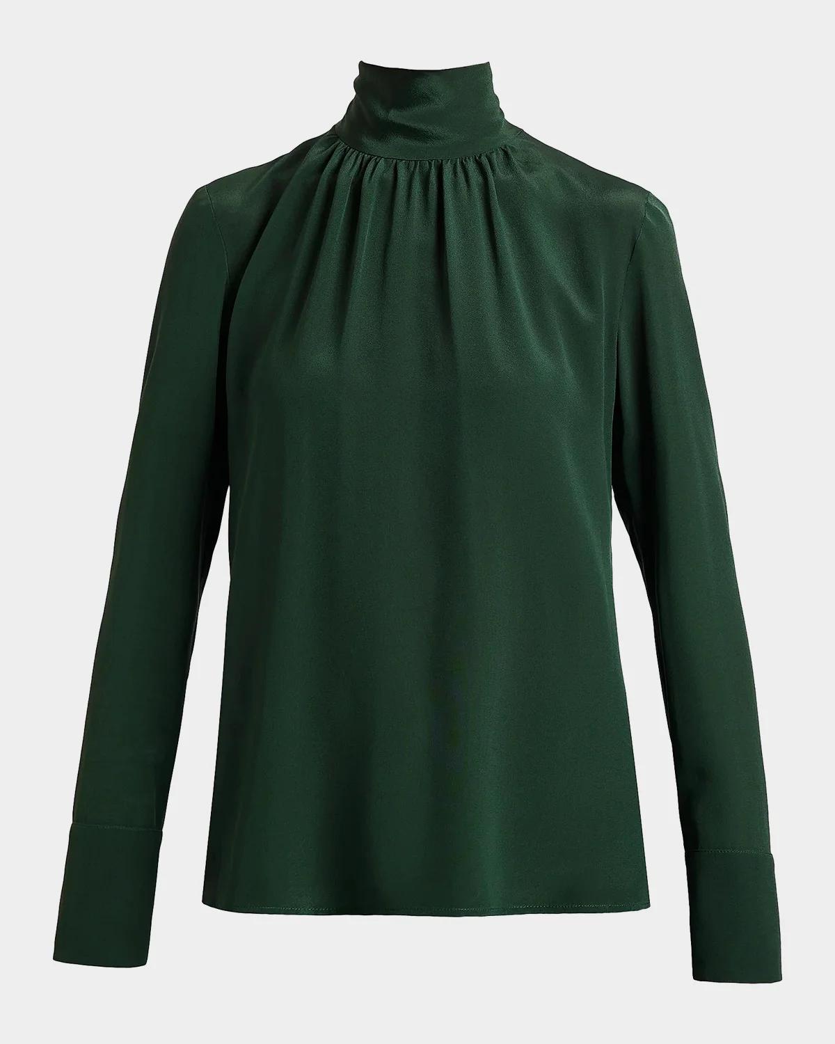 Santorelli Silk Turtleneck Blouse