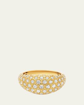 Sara Weinstock Honey Comb 18K Gold & Diamond Pinky Signet Ring