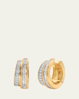 Sara Weinstock Papua 18K Gold & 2-Row Diamond Huggie Earrings