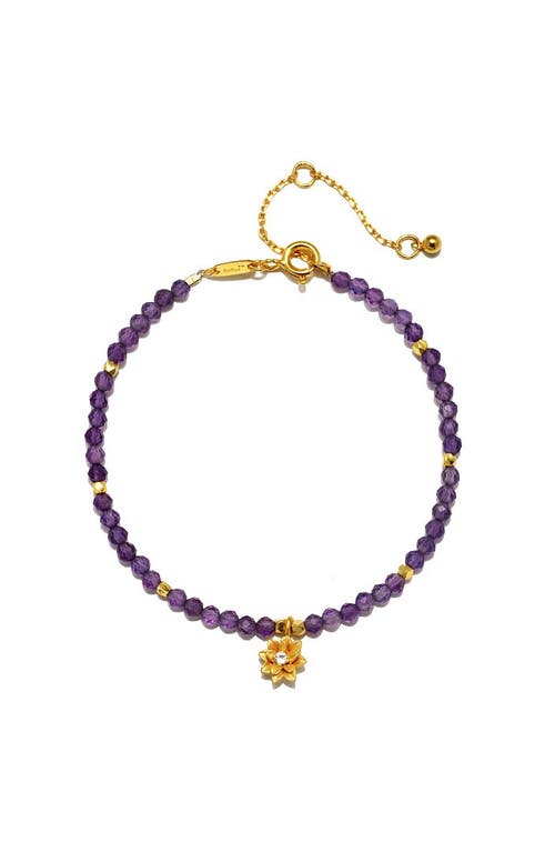 Satya Jewelry Satya Jewelry Amethyst Lotus February Birthstone Bracelet