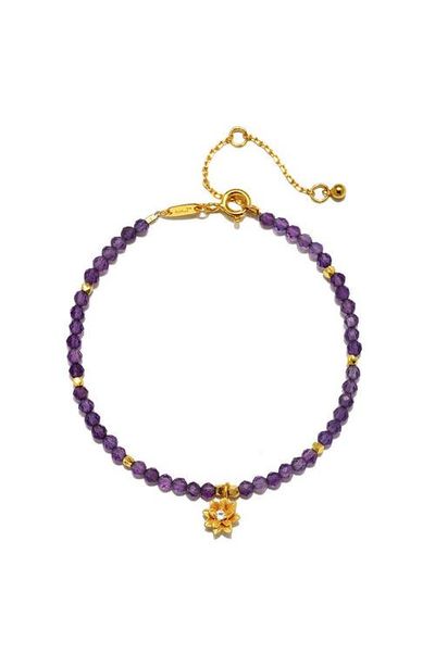 Satya Jewelry Satya Jewelry Amethyst Lotus February Birthstone Bracelet