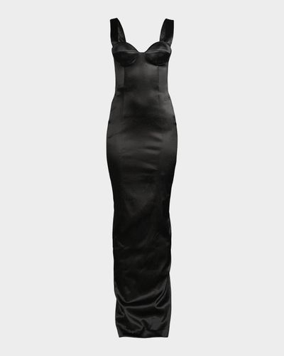 Sau Lee Palmela Sleeveless Satin Gown