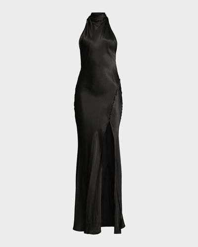 Sau Lee Penelope Satin Halter Gown