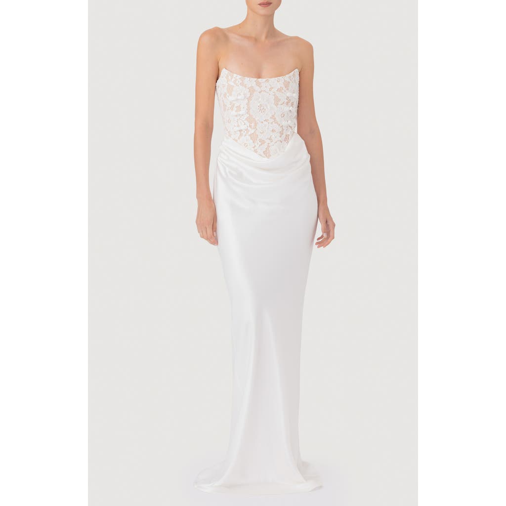 SAU LEE SAU LEE Blair Lace Bodice Strapless Gown