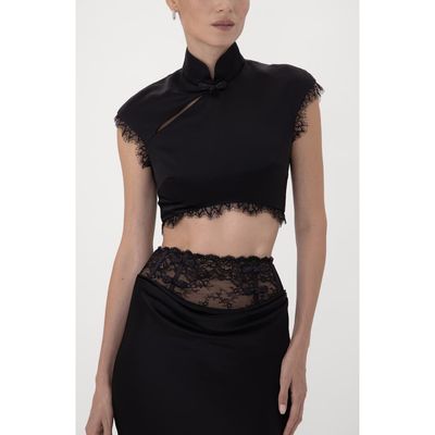 SAU LEE SAU LEE Lila Satin Crop Top
