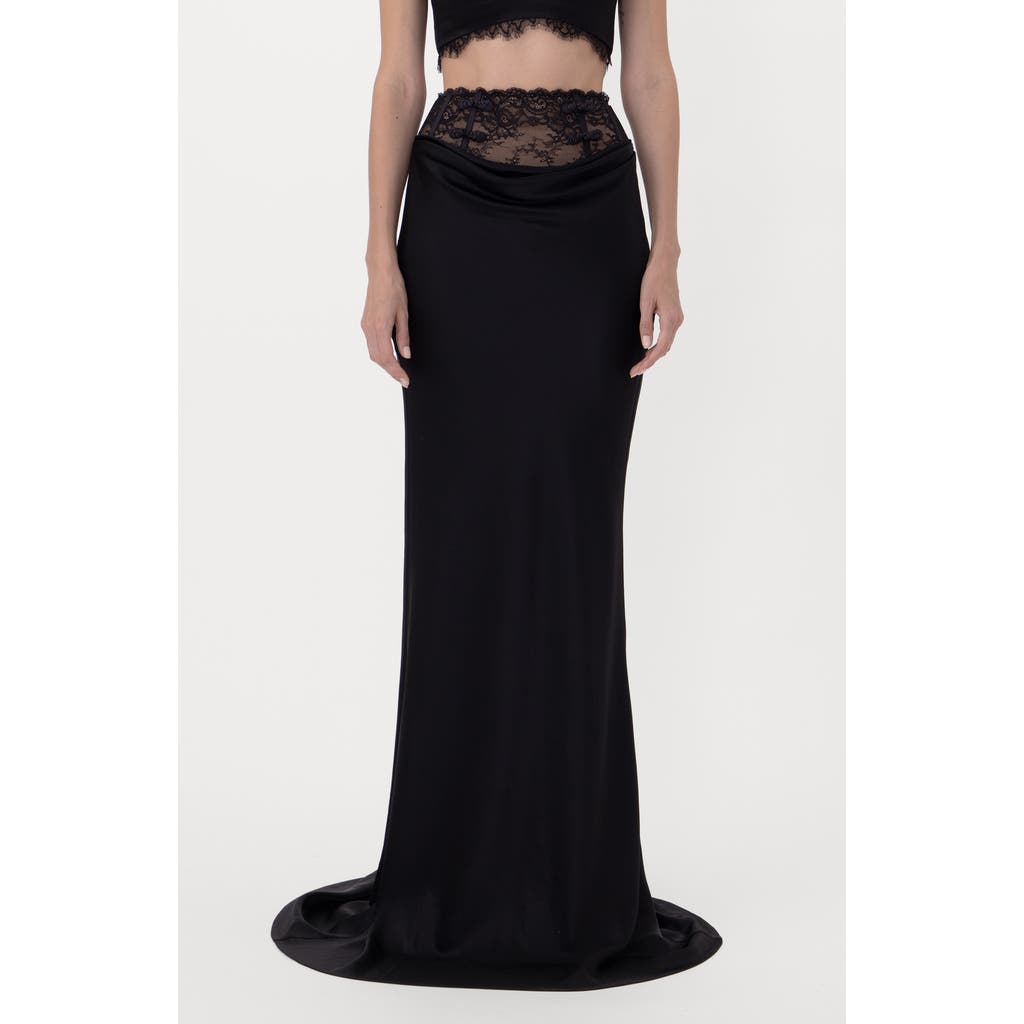 SAU LEE SAU LEE Lila Satin Trumpet Maxi Skirt